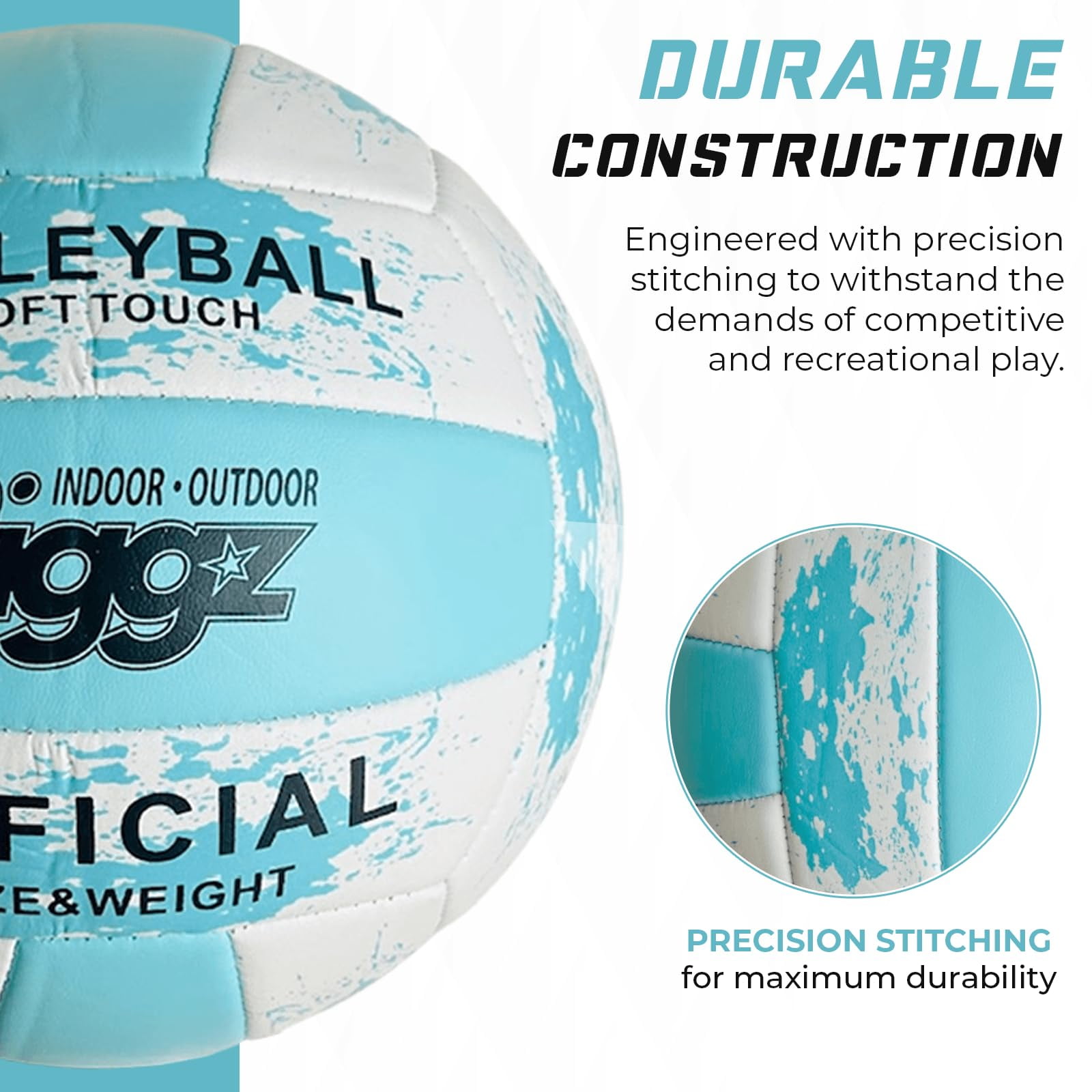 Biggz Beach Volleyball Soft Touch Official Size 5 (6 Pack) with (1) Ball Hand Pump