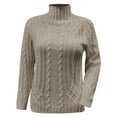 thumbnail image 5 of Arlun Women's Turtleneck Sweaters Cable Knit Long Sleeve Stretch Slim Fit Pullover Tops Fall Winter Casual Solid Color Basic Base Layer Sweater Trendy Winter Warm Outfits Grey M, 5 of 5