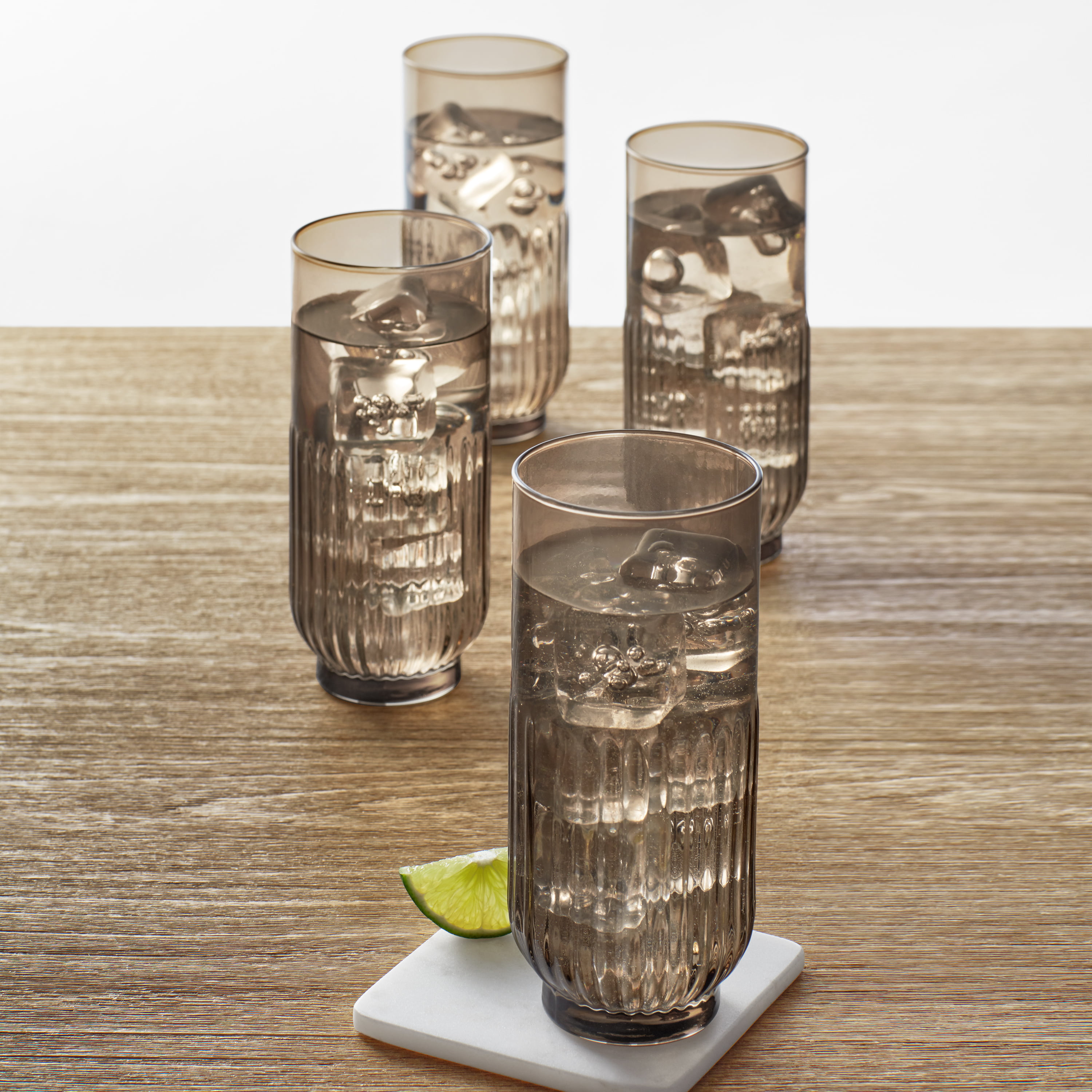Better Homes & Gardens 4-Piece Amber Highball Glassware Set by