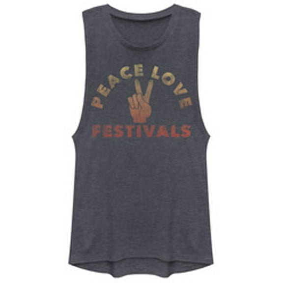 Junior's Lost Gods Peace Love Festivals Festival Muscle Graphic T-Shirt