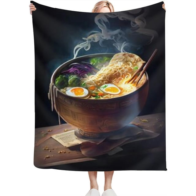 Generative The Most Delicious Japanese Ramen Soy Sauce Ramen Pork boneThrow Blanket for Couch Bed Soft Cute Fleece Fuzzy Spring Summer Throw Blankets Cozy Living Room Throw Blanket for Chair