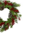 thumbnail image 3 of Northlight Holly Berries and Snowy Pinecones Artificial Christmas Wreath - 24" - Unlit, 3 of 5