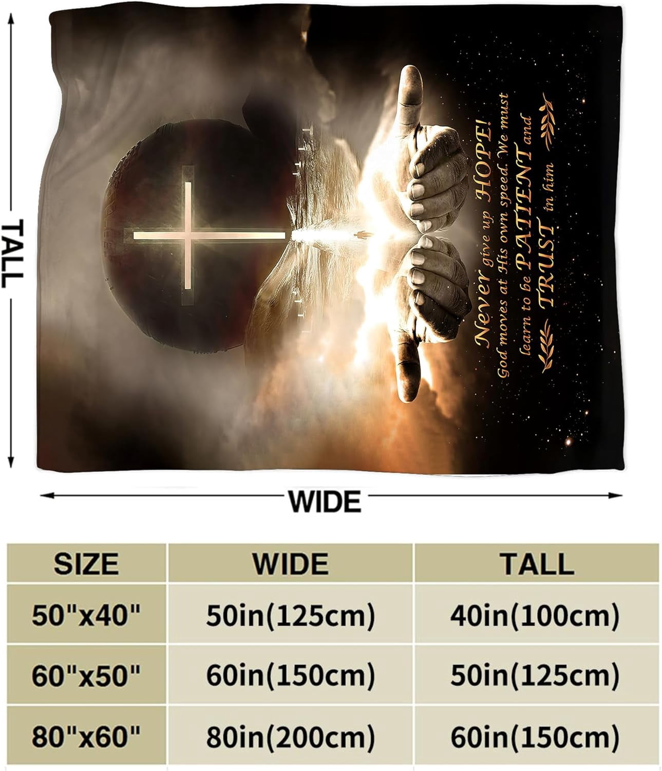 Christian Blanket Cross Hand of God Throw Blanket for Men Kids Teenagers Soft Cozy Warm Fuzzy Fleece Religious Christ Decor Blanket Gifts for Boys Women Girls Couch Sofa Bed 50"X40"