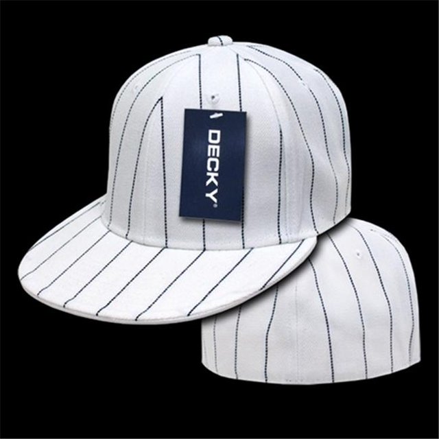 Decky RP3-PL-WHT-28 Pin Striped Fitted Cap, White, Size 7.63