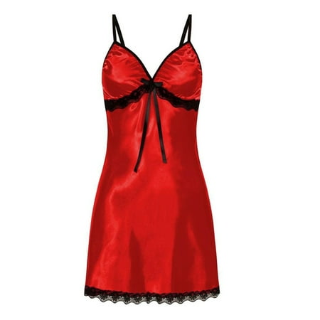 

Wassery Women Silk Lace Nightdress Sleepwear Robe 2Pcs Pajamas Set up to 3XL