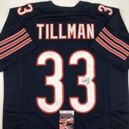 Autographed/Signed Charles Tillman Peanut Chicago Blue Football Jersey JSA COA