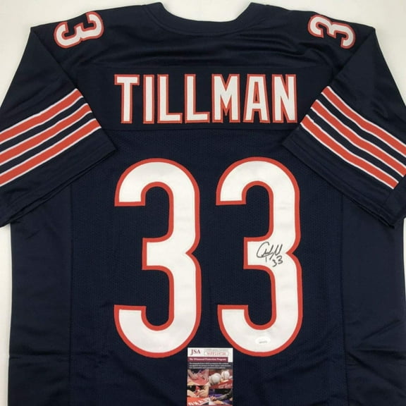 Autographed/Signed Charles Tillman Peanut Chicago Blue Football Jersey JSA COA