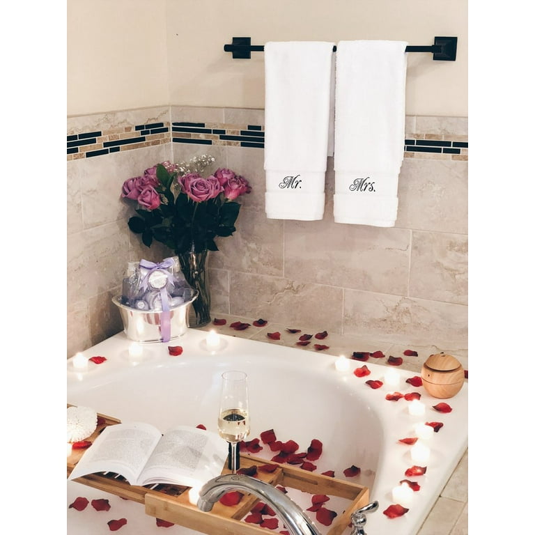 Luxurious Mr. & Mrs. Embroidered Bath Towels. Oversized Bath 