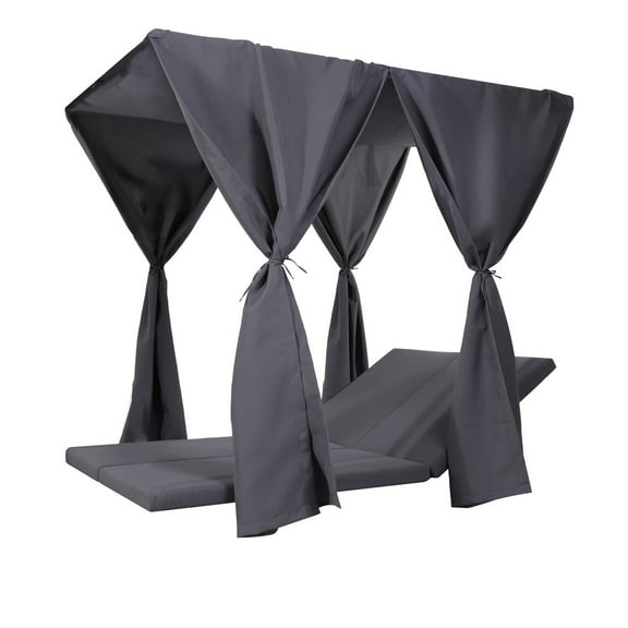 BenJara Yavi Outdoor Cushion and Curtains for Daybed, Dark Gray Fabric 79 Inch