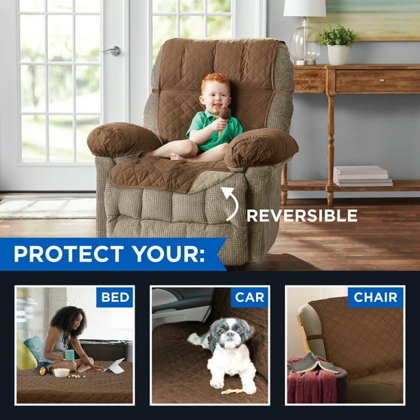 Mainstays 3Piece Reversible Microfiber Recliner Chair Pet Cover