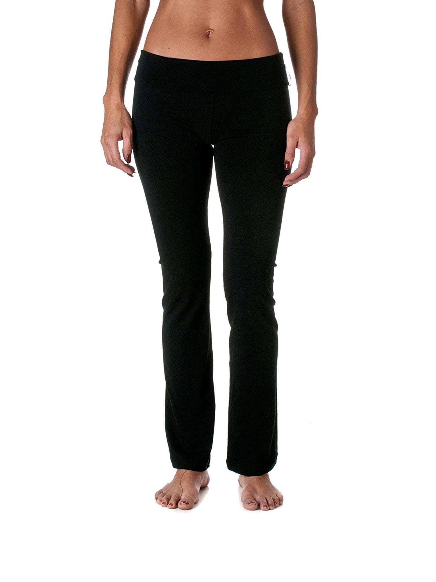 Casual Active Basic Women's Slimming Foldover Bootleg Flare Yoga Pants ...