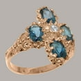 thumbnail image 2 of LBG British Made 18k Rose Gold Cubic Zirconia & London Blue Topaz Womens Promise Ring - 33 size options - Size 10.5, 2 of 6