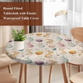 thumbnail image 3 of Easter Rabbit Round Tablecloth 45-54 Inch Round Fitted Table Cloth with Elastic Edge, Watercolor Egg Bunny Animal Leaf Waterproof Table Cover Protector for Outdoor Picnic Party Dining, 3 of 6