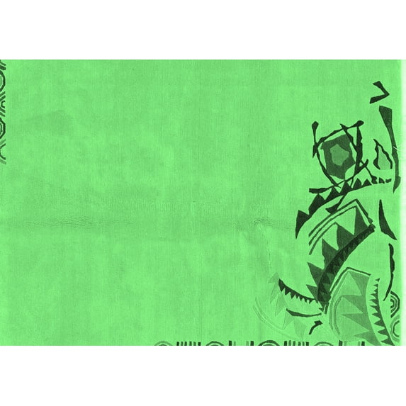 Ahgly Company Indoor Rectangle Abstract Emerald Green Modern Area Rugs, 7' x 10'