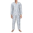 thumbnail image 3 of Naloa Fitness Guru Men’s Pajamas Set - Long Sleeve Button Down Sleep Shirt and Pajama Bottoms Sleepwear Set-Medium, 3 of 7
