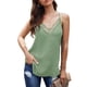 thumbnail image 2 of Camisola con cuello en V para mujer, camiseta sin mangas con ribete de encaje y tirantes finos, camiseta básica sin mangas para verano, 2 of 7