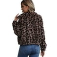 thumbnail image 5 of Womens Leopard Print Fleece Coat, Fashion Jacket Faux Fur Cardigan Overcoat Leopard Print XL, 5 of 9
