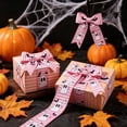 thumbnail image 5 of Halloween Ghost Wired Edge Ribbon, Pink Striped Ghost Ribbon for Wreath Craft DIY Party Decor, 2.48 Wide, 5 of 5