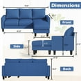 thumbnail image 3 of Homall Solid Print 100% Cotton L Shaped Convertible Sectional Sofa, Blue, 3 of 8