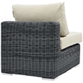 thumbnail image 3 of Modway Summon Wicker Rattan Outdoor Patio Sunbrella Armless Chair in Canvas Antique Beige, 3 of 5