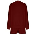 thumbnail image 3 of Enjoytime 2 Piece Lounge Set Women Solid Color Crewneck Long Sleeve Sweatshirt Shorts Outfits Casual Loose Travel Matching Sets Wine XL, 3 of 5