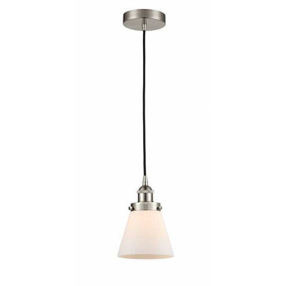 616-1PH-SN-G61-LED-Innovations Lighting-Cone - 1 Light Mini Pendant In Industrial Style-8 Inches Tall and 6 Inches Wide Brushed Satin Nickel Matte