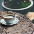 thumbnail image 3 of Ambesonne Tropical Fitted Round Tablecloth, Exotic Foliage Monochrome, 56"- 60" Diameter, Pale Grey and Caramel, 3 of 5