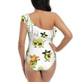 thumbnail image 5 of Picia Kawaii Mexican Avocado Pattern Women's One Piece Swimsuits,One Shoulder Swimwear Asymmetric ,Ruffle Monokinis Bathing Suits,High Waisted Flattering Bathing Suits-Small, 5 of 8