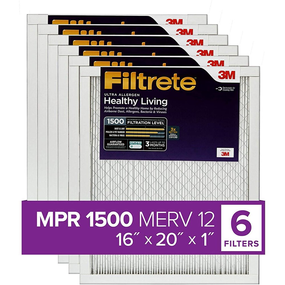 Filtrete MPR 1500 16x20x1 AC Furnace Air Filter, Healthy Living Ultra