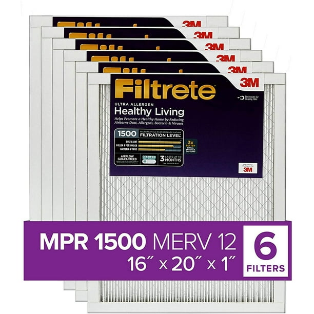 Filtrete MPR 1500 16x20x1 AC Furnace Air Filter, Healthy Living Ultra