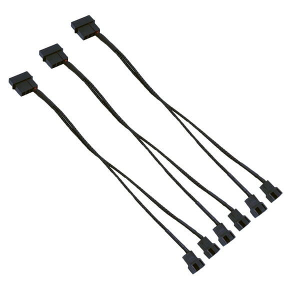 3Pc Mainboard CPU 4 PIN to 3 PIN and 4 Pin Fan Extention Cables PWM 4P Adapter Cable Computer Case Mainboard 4 PIN Power Cables Connectors Fan Splitter (Black)