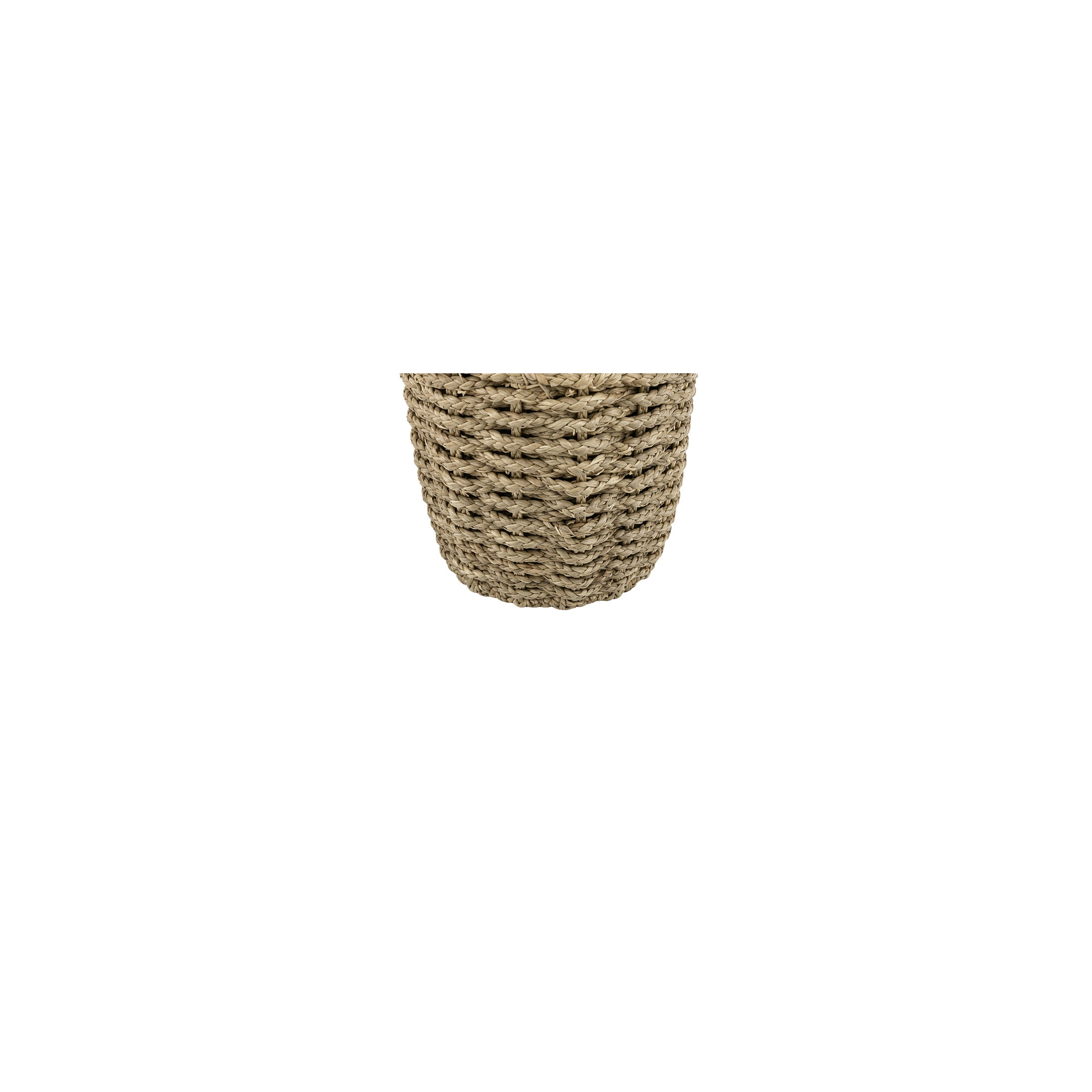 DecMode 10", 11", 12"H Brown Seagrass Handmade Woven Storage Basket with Wavy Edges, 3-Pieces