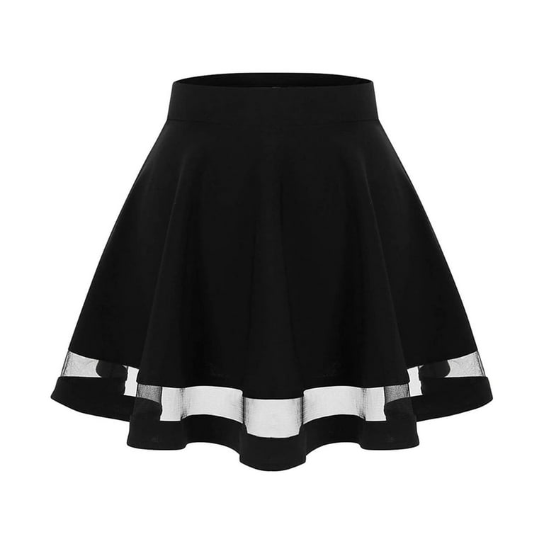Frehsky skirts for women Women's Basic Versatile Stretchy A-line Flared  Casual Mini Skater Skirt Black