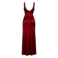 thumbnail image 5 of BRGZLK Formal Dresses for Women Satin V Neck Sleeveless Cocktail Wedding Guest Maxi Dress Pleated High Waist Wrap Split Evening Gowns Wine L, 5 of 10