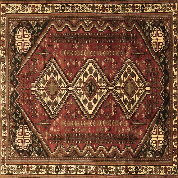 Ahgly Company Indoor Square Persian Brown Traditional Area Rugs, 4' Square