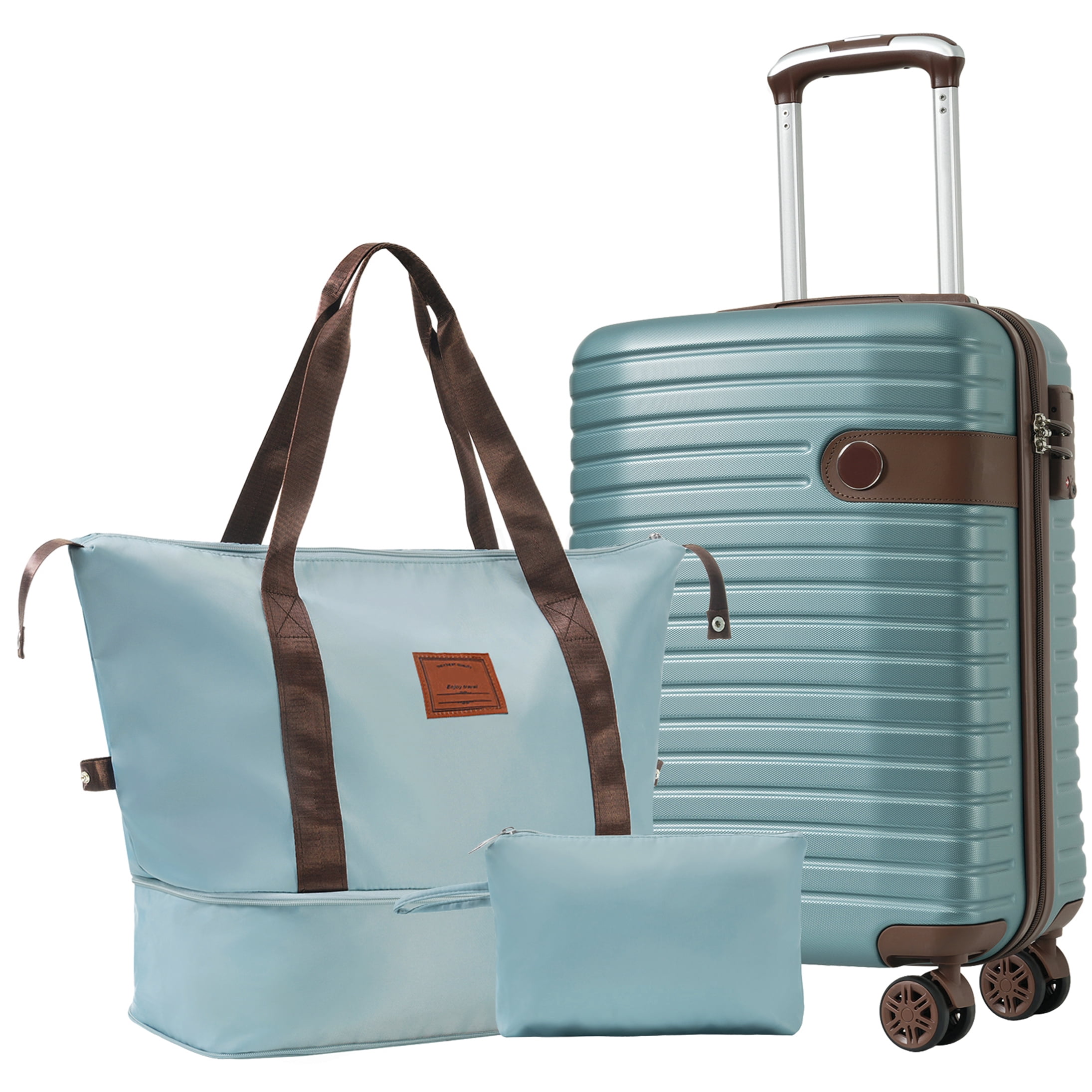 3-Piece Blue ABS Hardshell Luggage Set with Spinner Wheels, TSA Lock, Airline Approved Carry On Suitcase