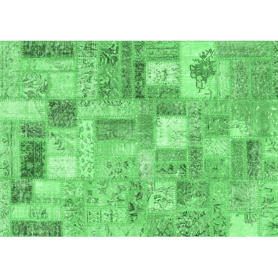 Ahgly Company Indoor Rectangle Patchwork Emerald Green Transitional Area Rugs, 7' x 10'