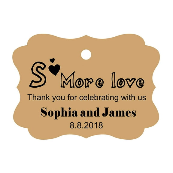 100 PCS Personalized Wedding Favor Gift Paper Tags- Some More Love Thank You For Celebrating with us Custom Made Hang Tags