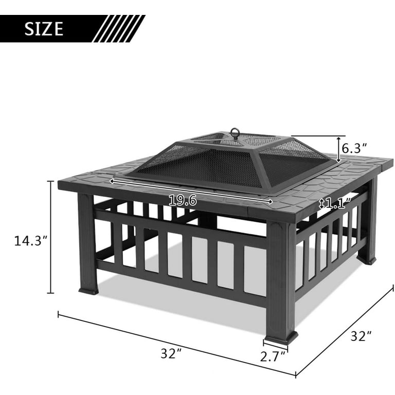 Hottest 32'' Wood Burning Fire Pit Table Outdoor Garden BBQ Grill Bonfire Stove w/ Cover Hottest 32'' Wood Burning Fire Pit Table Outdoor Garden BBQ Grill Bonfire Stove w/ Cover