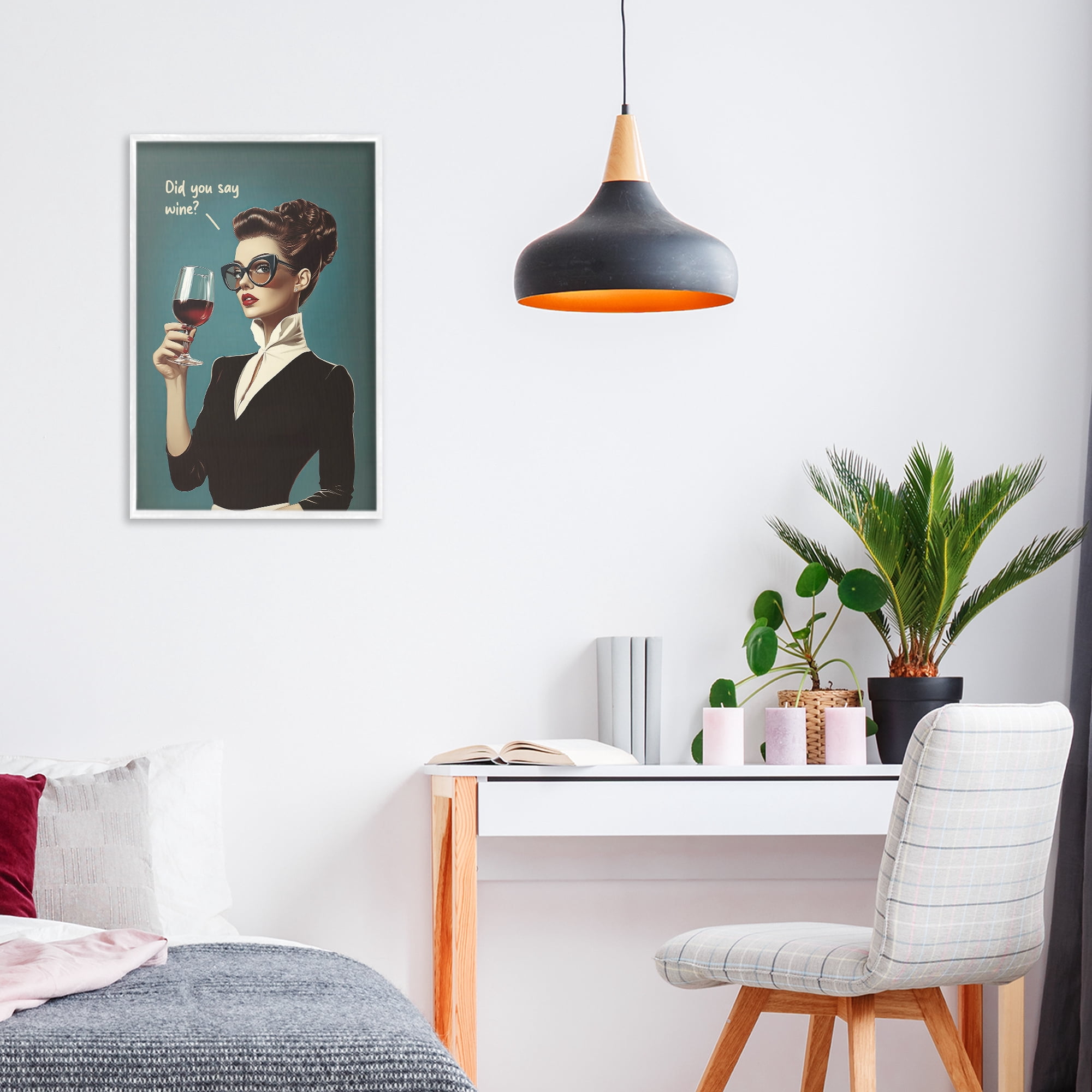 Stupell Industries Did You Say Wine White Framed Giclee Art, design by Andreas Magnusson