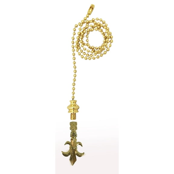 Royal Designs Fan Pull Chain with Fleur De Lis Finial – Polished Brass