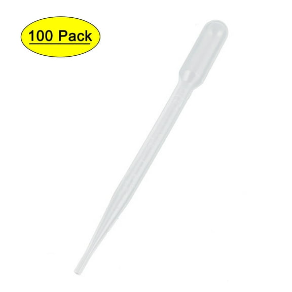 Unique Bargains Disposable Liquid Eye Dropper Pipette Transfer 3ML 100 Pieces
