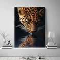 thumbnail image 2 of Mudket Framed Ready to Hang Leopard Canvas Wall Art, Jungle Safari Cheetah Animal Print Wall Decor, Water Reflection Cheetah Poster for Living Room Man Cave Office Decor - 36"L x 24"W, 2 of 10