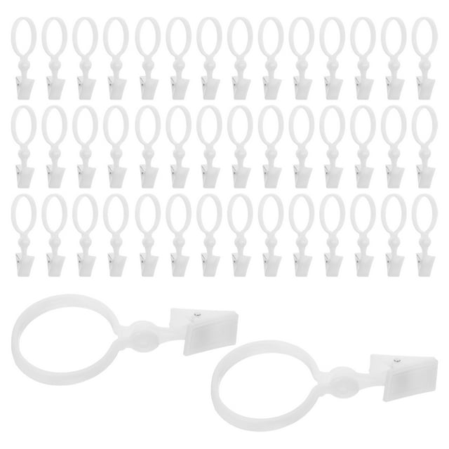 BRIGHTFUFU Rod Pocket Clip Rings Curtains White Resin Open Ring For Interior Decoration 100Pcs