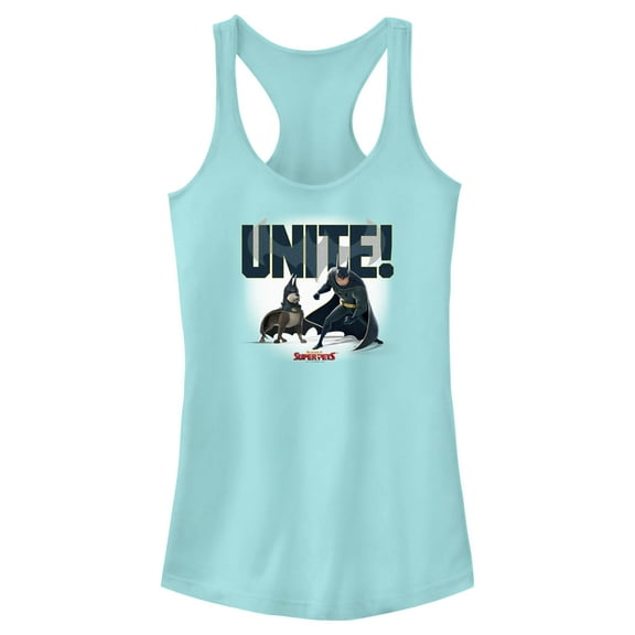Junior's DC League of Super-Pets Batman and Ace Unite  Racerback Tank Top Cancun Medium