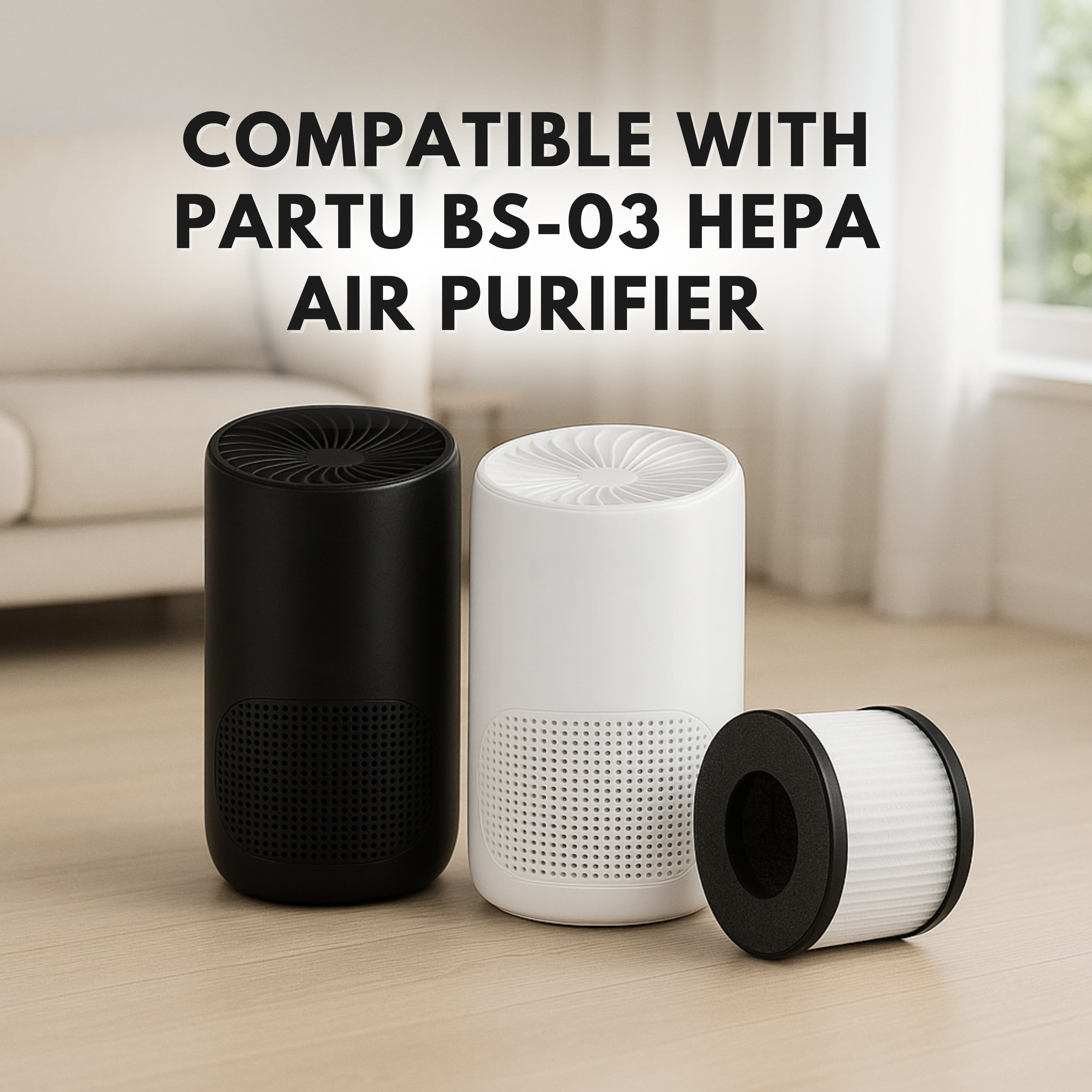 BS-03 HEPA Filter Replacement Compatible with Partu Air Purifier 3 Packs
