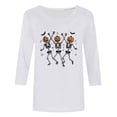 thumbnail image 4 of successthop Womens Halloween Shirts Plus Size Pumpkin 3/4 Sleeve Tee Skeleton Tops Holiday Fall Vacation Clothes White, 4 of 4