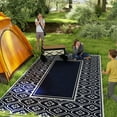 thumbnail image 2 of Outsunny 9' x 18' Reversible Outdoor Rug, Gourd Border, Blue, White, 2 of 10