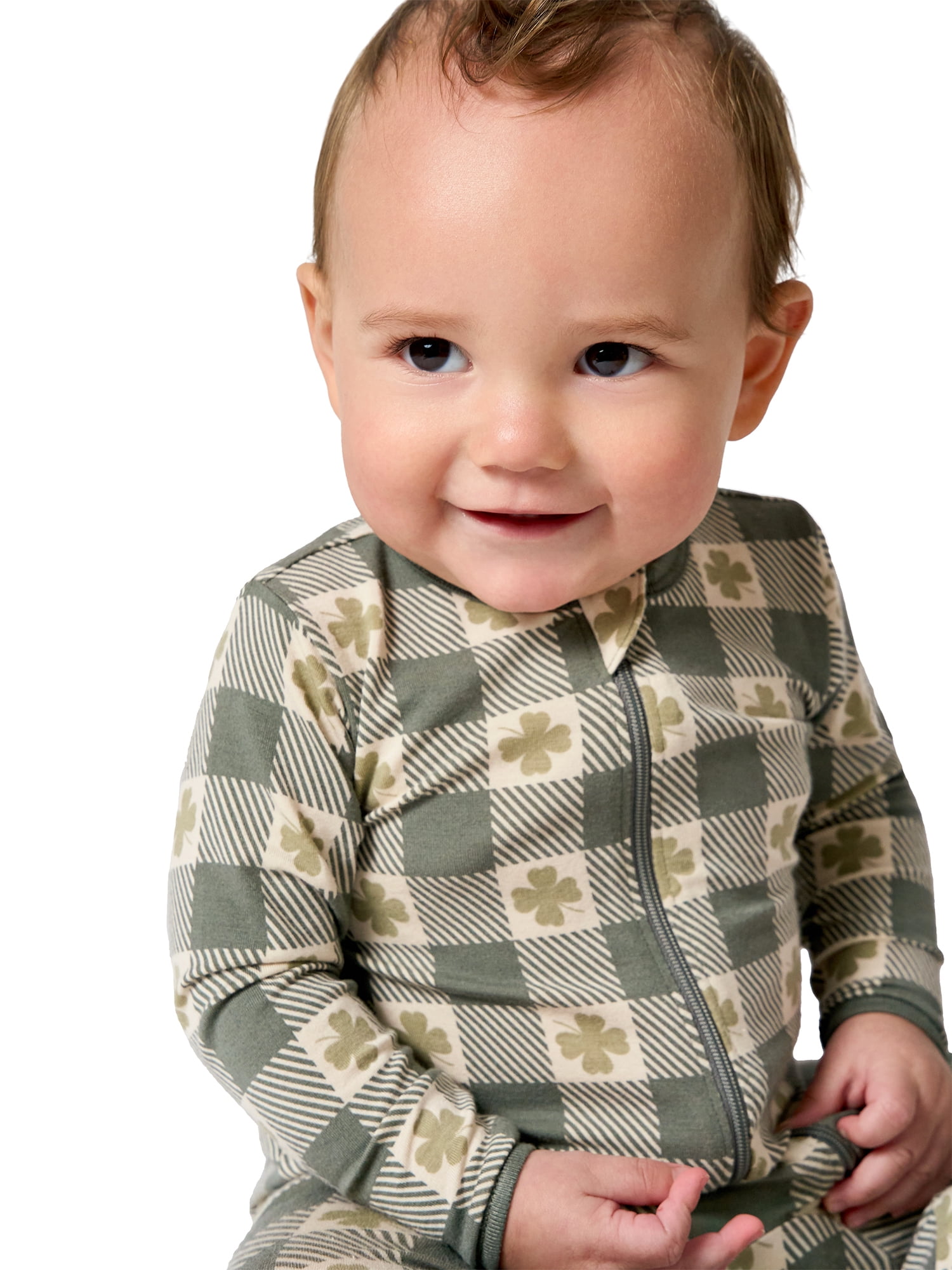 Modern Moments by Gerber Baby Neutral Viscose St. Patrick's Two-Way Zip Sleep 'N Play Footed Pajamas, Sizes Newborn - 6/9 Months