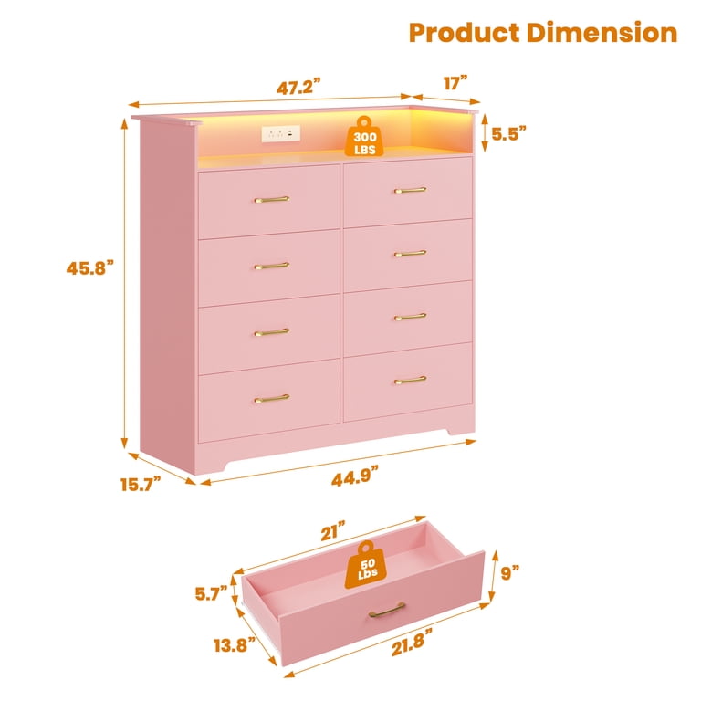 45 inch long dresser Benzara Shannon 45 Inch Tall Dresser Chest, Wood, Metal Handles, 4 Drawers, Brown